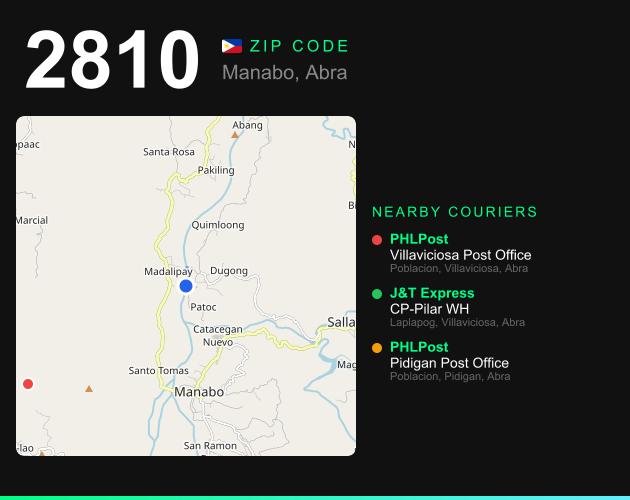 ZIP code 2810 map with courier pickup points for Barangay San Jose Norte