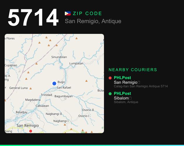 ZIP code 5714 map with courier pickup points for Barangay Osorio II