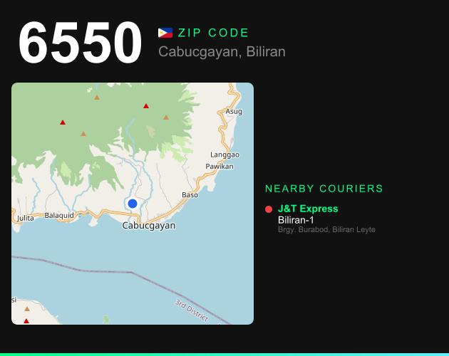 ZIP code 6550 map with courier pickup points for Barangay Balaquid