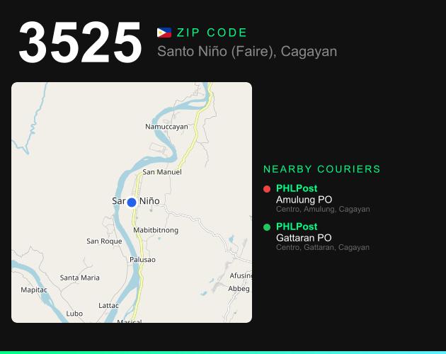 ZIP code 3525 map with courier pickup points for Barangay San Manuel