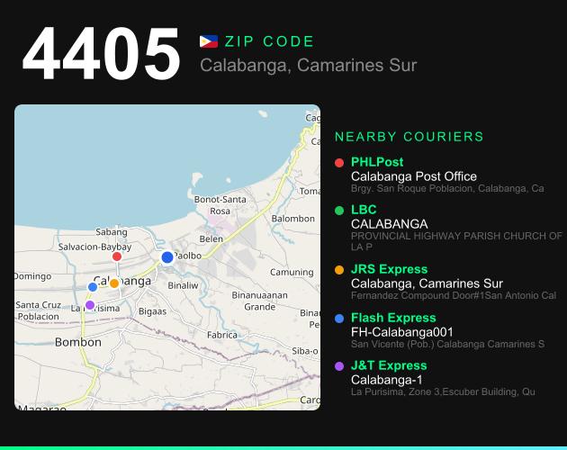 ZIP code 4405 map with courier pickup points for Barangay Fabrica