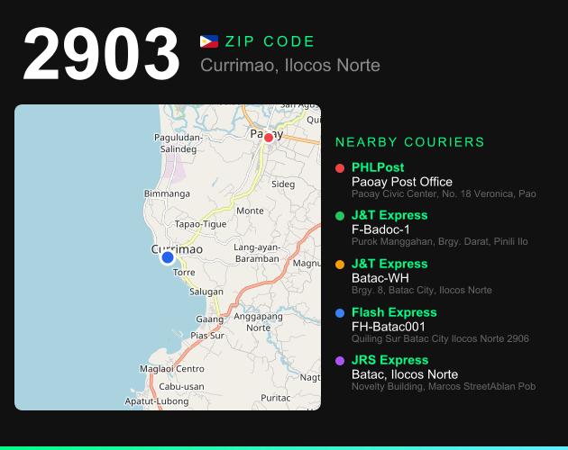 ZIP code 2903 map with courier pickup points for Barangay Lioes