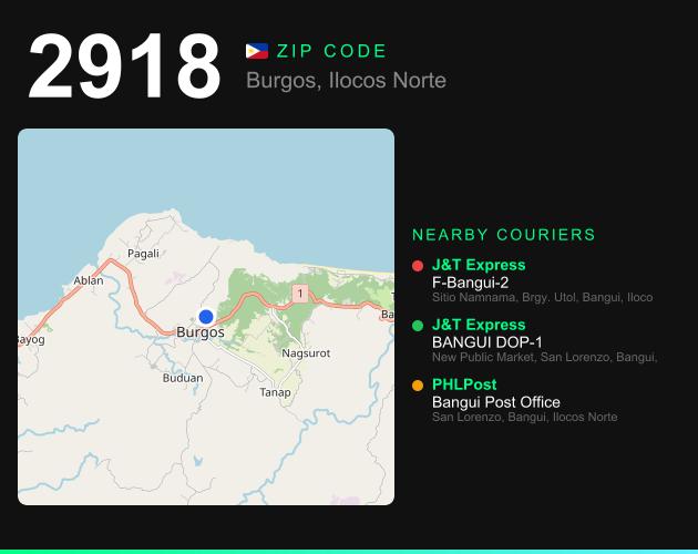 ZIP code 2918 map with courier pickup points for Barangay Tanap