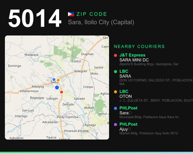 ZIP code 5014 map with courier pickup points for Barangay Crespo