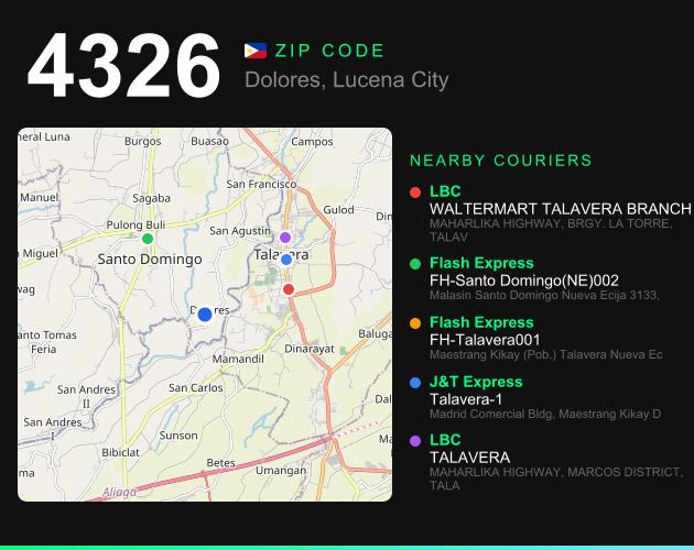 ZIP code 4326 map with courier pickup points for Barangay Bulakin I