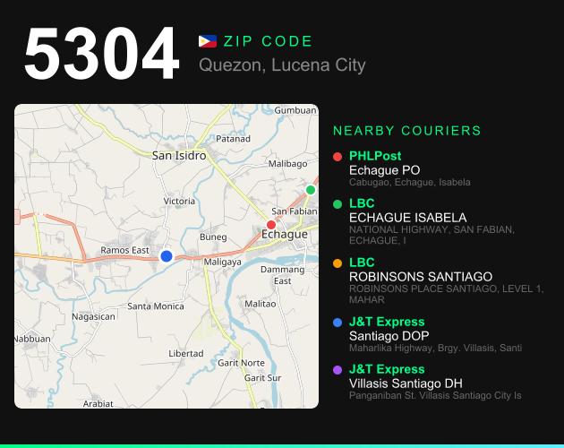 ZIP code 5304 map with courier pickup points for Barangay Del Pilar