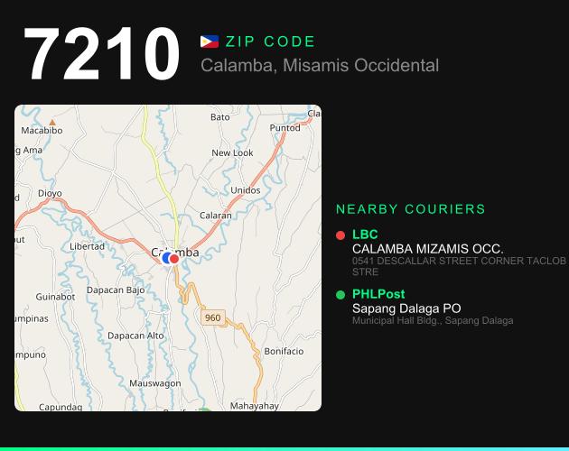 ZIP code 7210 map with courier pickup points for Barangay Libertad