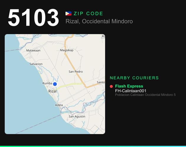 ZIP code 5103 map with courier pickup points for Barangay Aguas