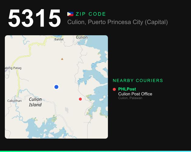 ZIP code 5315 map with courier pickup points for Culion