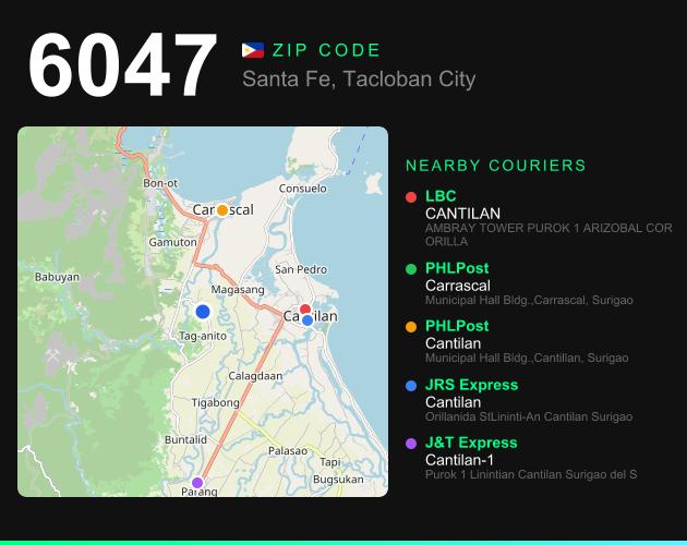 ZIP code 6047 map with courier pickup points for Santa Fe