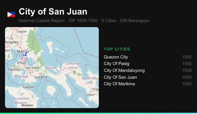 City of San Juan ZIP codes map with all cities