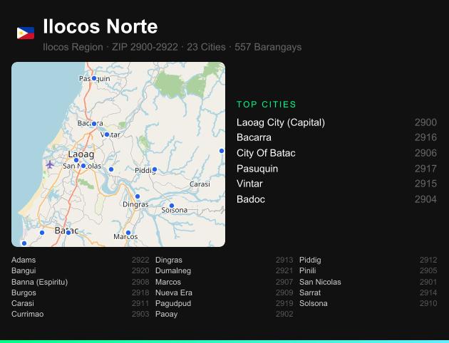 Ilocos Norte ZIP codes map with all cities