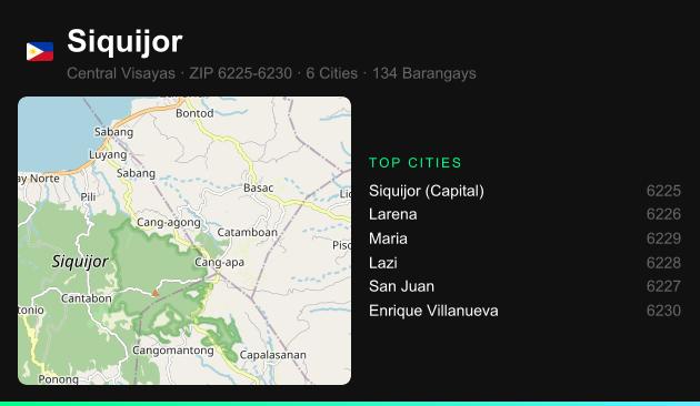 Siquijor ZIP codes map with all cities