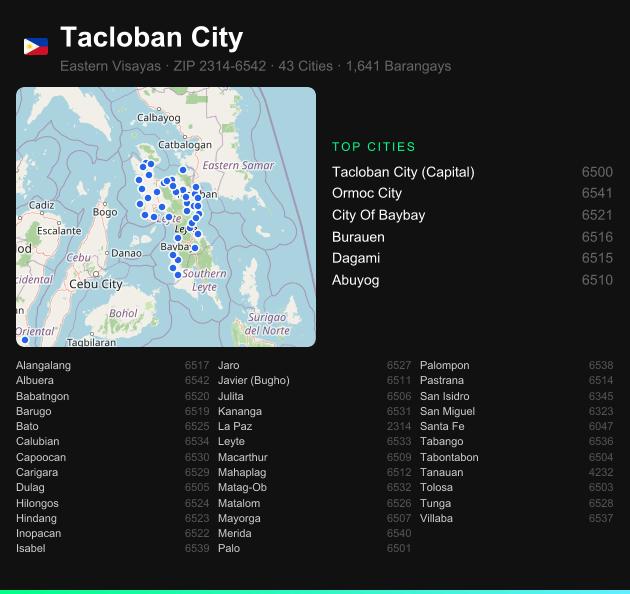 Tacloban City ZIP codes map with all cities