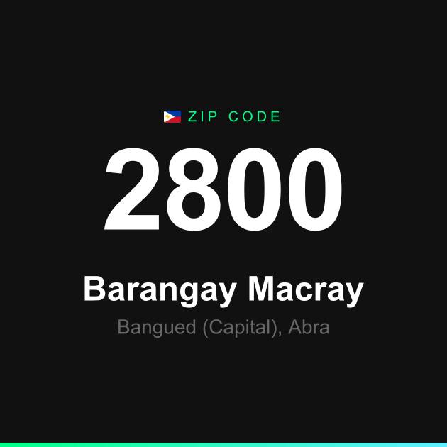 Shareable ZIP code 2800 card for Barangay Macray
