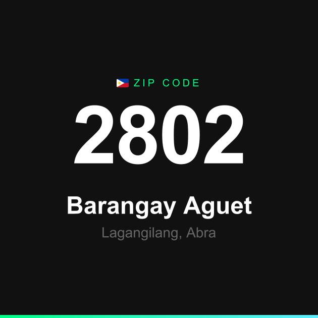 Shareable ZIP code 2802 card for Barangay Aguet