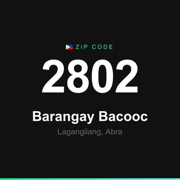 Shareable ZIP code 2802 card for Barangay Bacooc