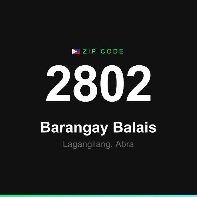 Shareable ZIP code 2802 card for Barangay Balais
