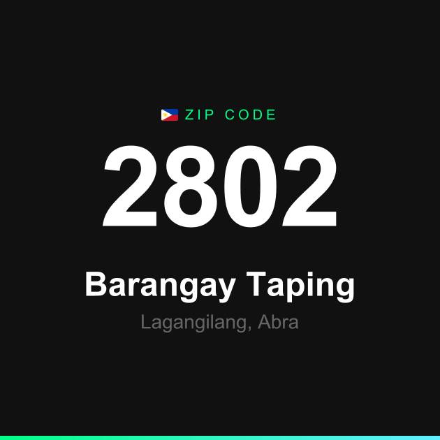 Shareable ZIP code 2802 card for Barangay Taping