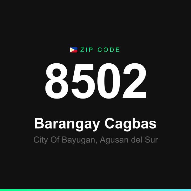 Shareable ZIP code 8502 card for Barangay Cagbas