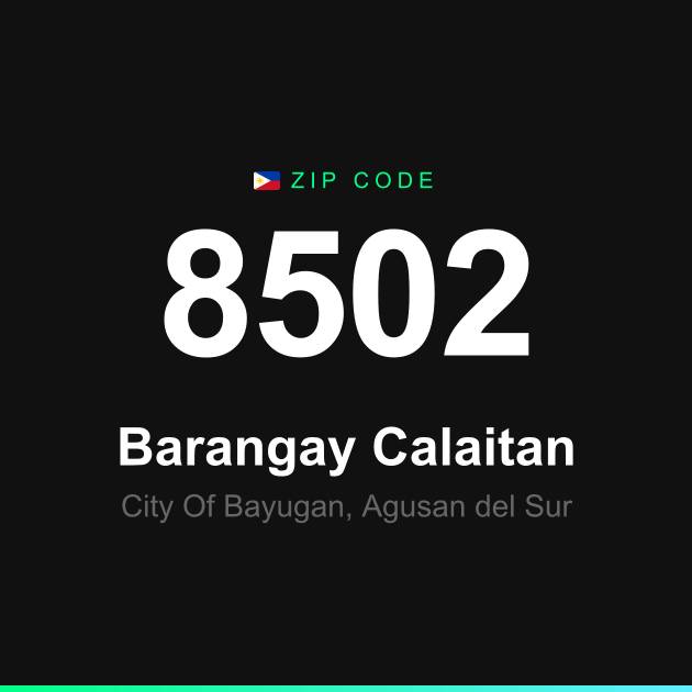 Shareable ZIP code 8502 card for Barangay Calaitan