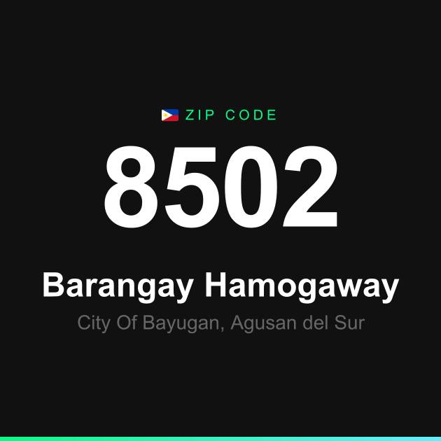 Shareable ZIP code 8502 card for Barangay Hamogaway