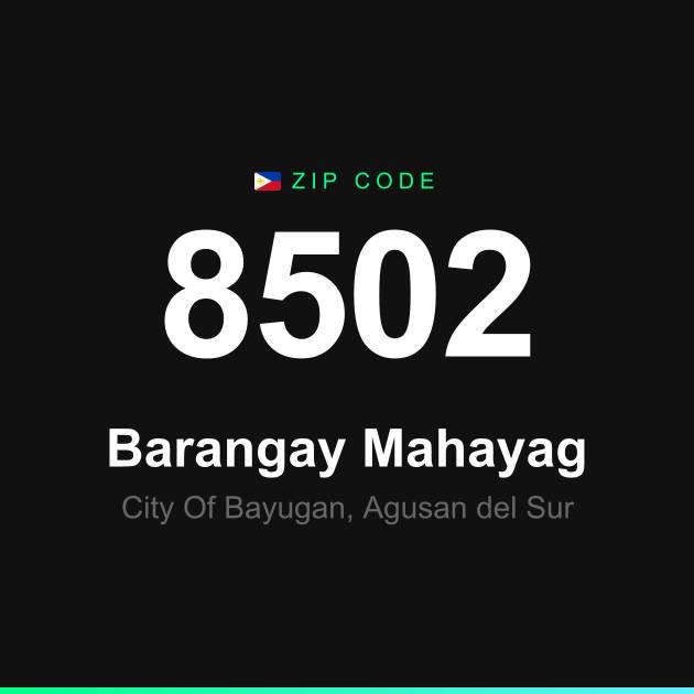 Shareable ZIP code 8502 card for Barangay Mahayag