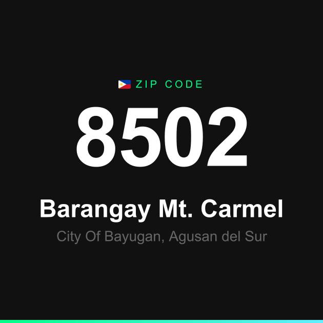 Shareable ZIP code 8502 card for Barangay Mt. Carmel