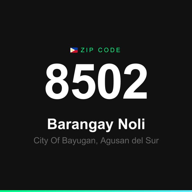 Shareable ZIP code 8502 card for Barangay Noli