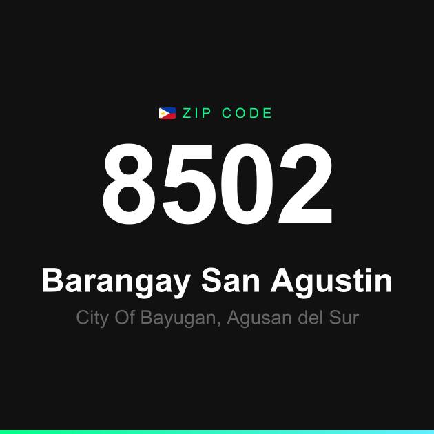 Shareable ZIP code 8502 card for Barangay San Agustin