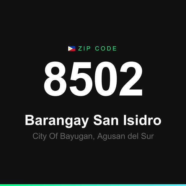 Shareable ZIP code 8502 card for Barangay San Isidro
