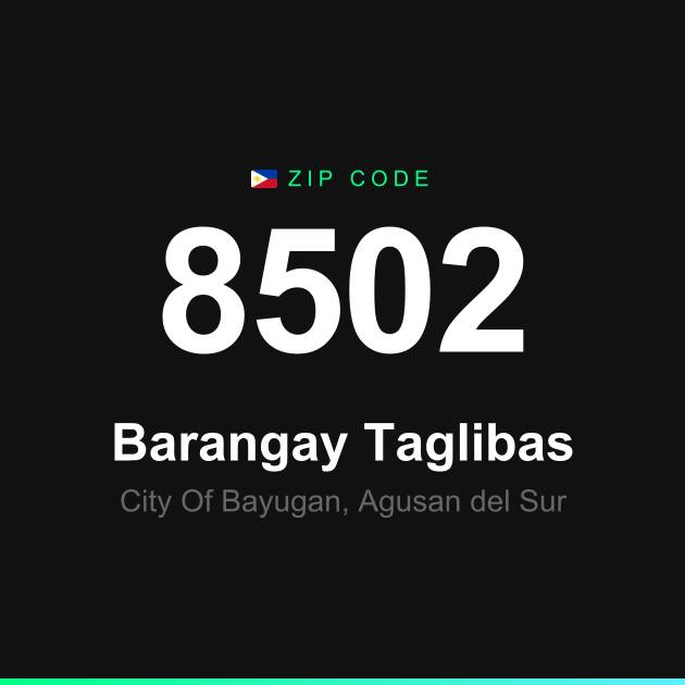 Shareable ZIP code 8502 card for Barangay Taglibas