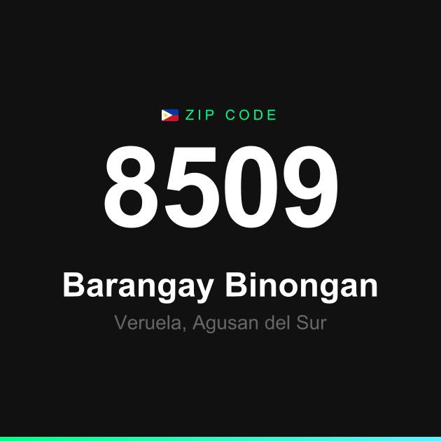 Shareable ZIP code 8509 card for Barangay Binongan