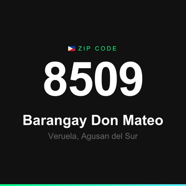 Shareable ZIP code 8509 card for Barangay Don Mateo