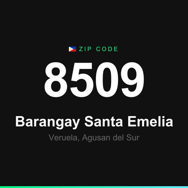 Shareable ZIP code 8509 card for Barangay Santa Emelia