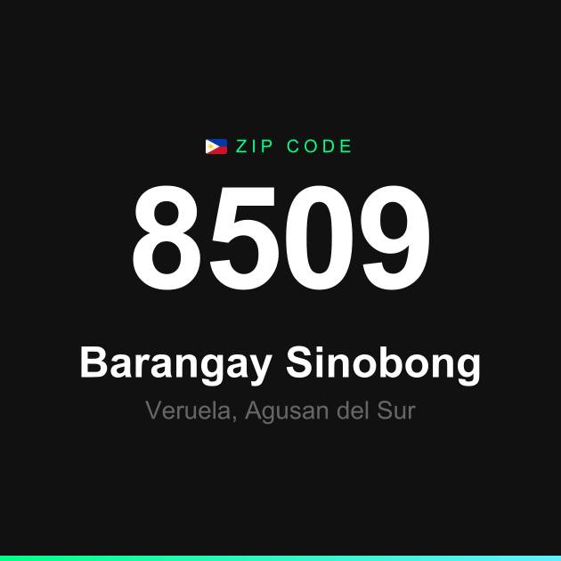 Shareable ZIP code 8509 card for Barangay Sinobong