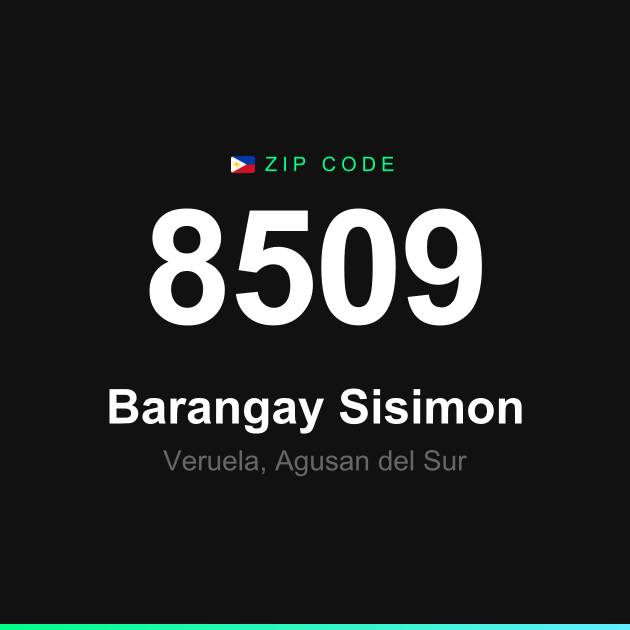 Shareable ZIP code 8509 card for Barangay Sisimon