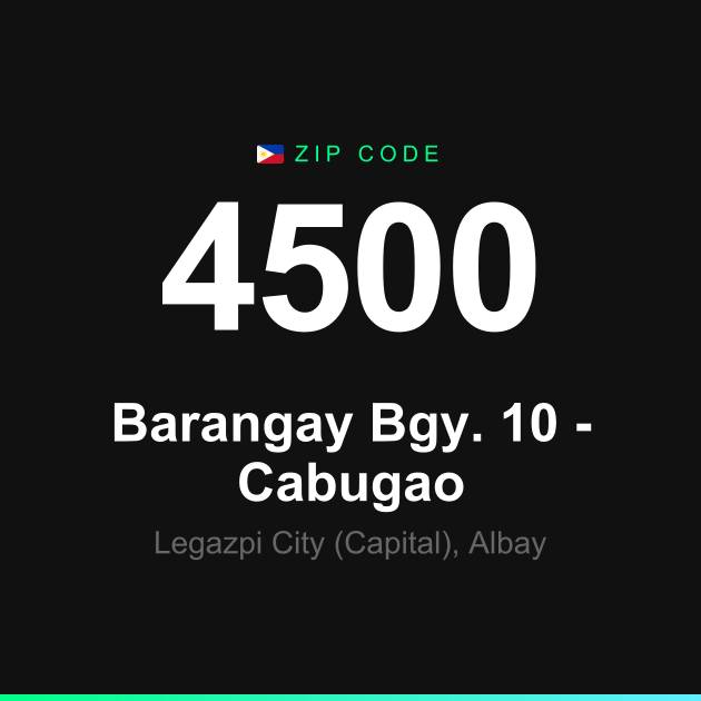 Shareable ZIP code 4500 card for Barangay Bgy. 10 - Cabugao