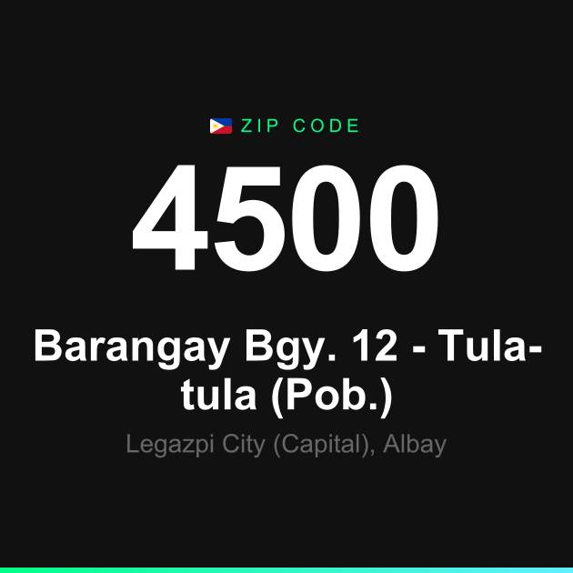 Shareable ZIP code 4500 card for Barangay Bgy. 12 - Tula-tula (Pob.)