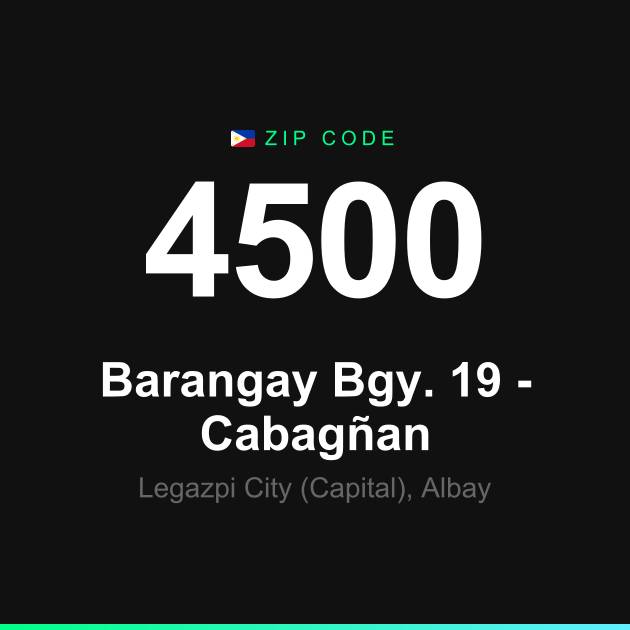 Shareable ZIP code 4500 card for Barangay Bgy. 19 - Cabagñan