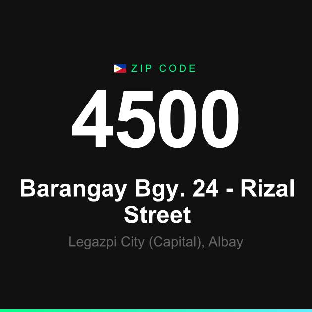 Shareable ZIP code 4500 card for Barangay Bgy. 24 - Rizal Street