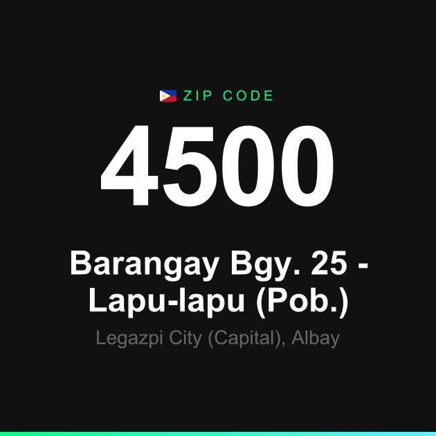 Shareable ZIP code 4500 card for Barangay Bgy. 25 - Lapu-lapu (Pob.)