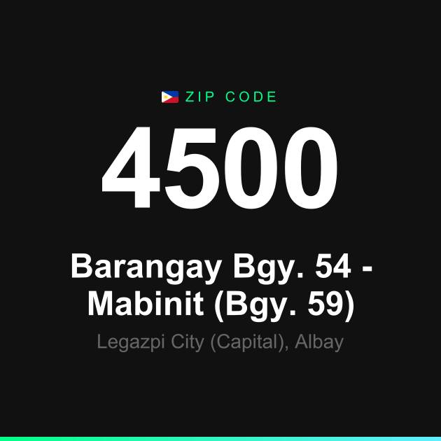 Shareable ZIP code 4500 card for Barangay Bgy. 54 - Mabinit (Bgy. 59)