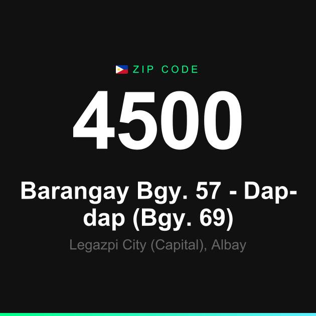 Shareable ZIP code 4500 card for Barangay Bgy. 57 - Dap-dap (Bgy. 69)