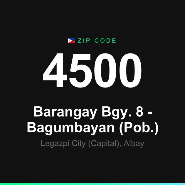Shareable ZIP code 4500 card for Barangay Bgy. 8 - Bagumbayan (Pob.)
