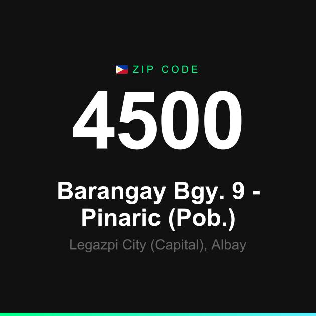 Shareable ZIP code 4500 card for Barangay Bgy. 9 - Pinaric (Pob.)