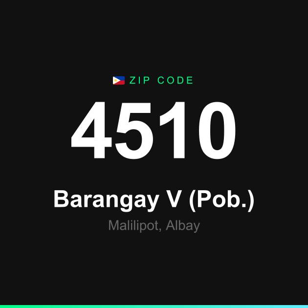 Shareable ZIP code 4510 card for Barangay V (Pob.)