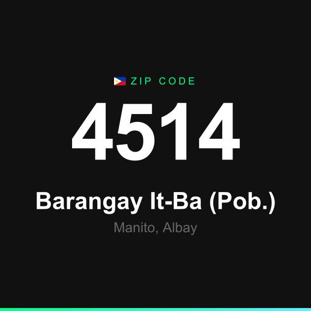 Shareable ZIP code 4514 card for Barangay It-Ba (Pob.)