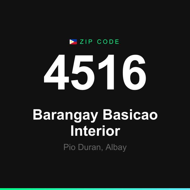 Shareable ZIP code 4516 card for Barangay Basicao Interior