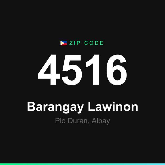 Shareable ZIP code 4516 card for Barangay Lawinon